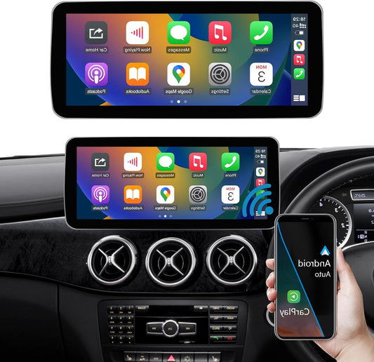 Ninetom 12.3 inch car radio touch screen for 2013-2015 Mercedes Benz A/B class GLA CLA W176 W246 C117 X117 X156 with NTG 4.5/4.7 system, supports Apple Carplay/Android Auto/Mirrorlink - QUORE