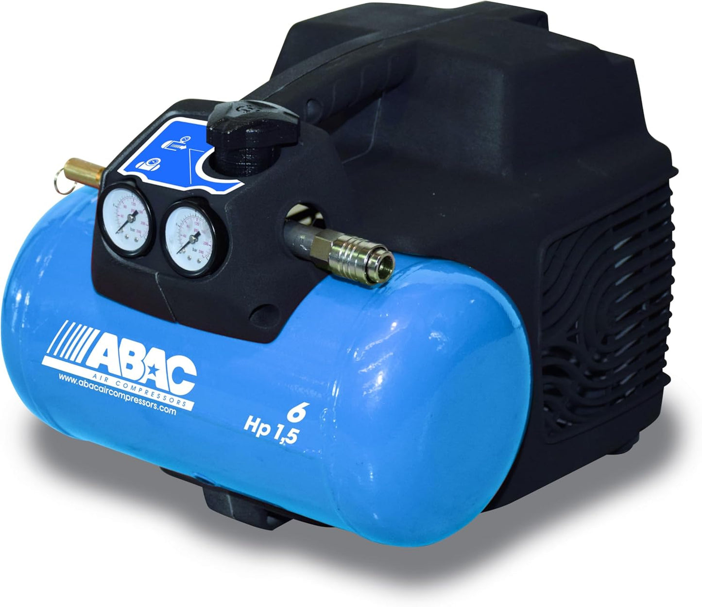 Luchtcompressor – Compressor – Aircompressor – Compressorpomp – Olievrije Compressor – 1,5 PK Motor – 6 Liter Tankinhoud