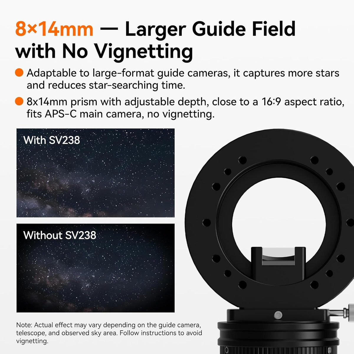 Svbony SV238 OAG (Off-Axis Guider), 8 * 14mm Prisma Groot, 12,5 mm Bodydikte CNC geleidescoop, Dual Helical Focuser Telescoopaccessoire, met M54, M48, M42-adapter, voor Astronomiefotografie