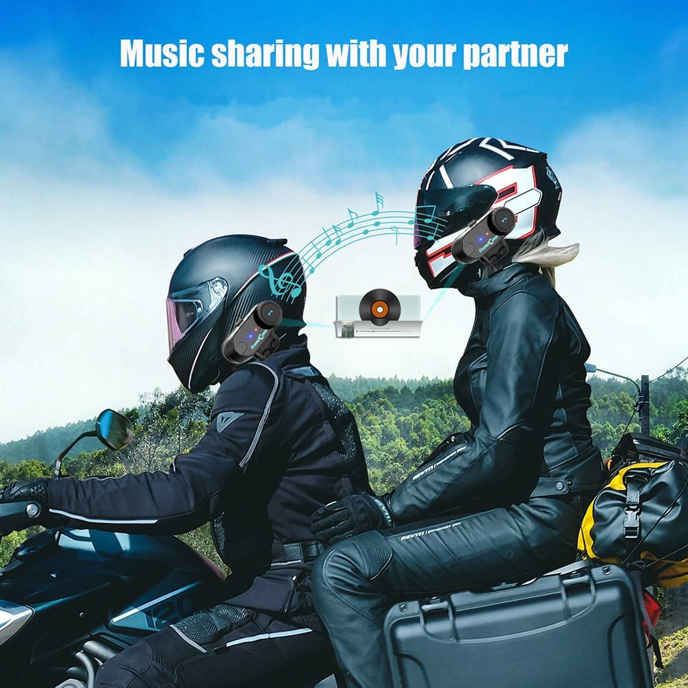 FreedConn TCOM-VB 2 x Bluetooth headset voor motorfiets, intercom, geluidsreductie, communicatiesysteem voor motorfietsen, GPS, FM-radio, handsfree, reikwijdte 800 m, 2-3 rijders pairing