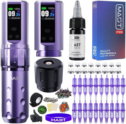 Mast Tattoo Fold2 Pro Wireless Tattoo Gun Rotary Pen Machine, Powerful Motor by Mcore, Smart Display, 7 Strokes Length for Pro Artists (TZWQP-076-1)
