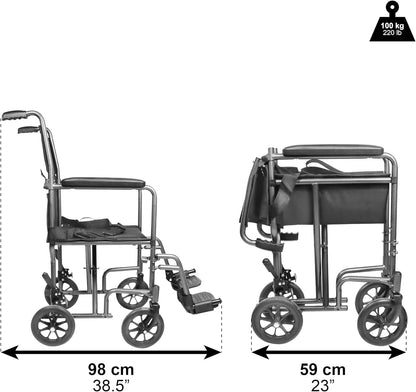 PEPE Mobility - Lichtgewicht opvouwbare rolstoel (smalle zitting 38 cm), rolstoel voor gehandicapten ouderen, staal, doorvoer