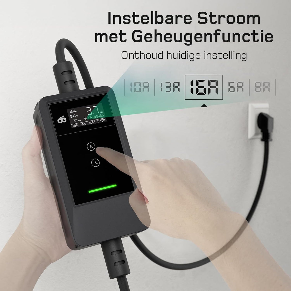 EV Charger Type 2 – EV Oplader – Laadkabel Elektrische Auto – Thuislader – Slimme Lader – 3,7 kW Laadvermogen – 7 Meter Kabel Met App-Bediening