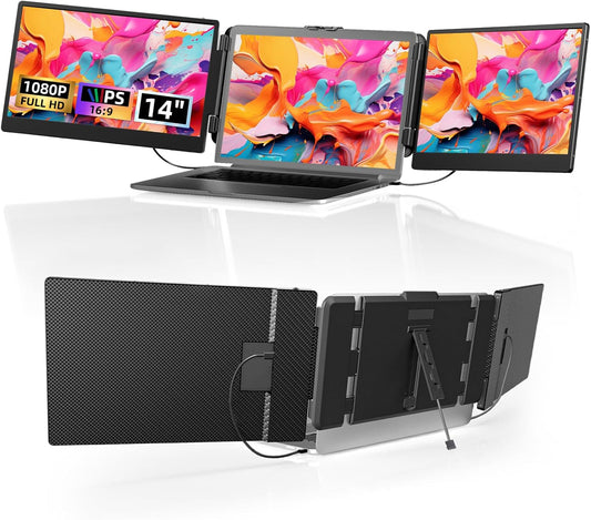 Draagbare Monitor – Tweede Scherm – Laptop Uitbreiding – Extern Scherm – Full HD Display – 14 Inch IPS Beeldscherm – Compatibel Met Laptops 13,3-17 Inch – USB-C HDMI USB-A Aansluiting