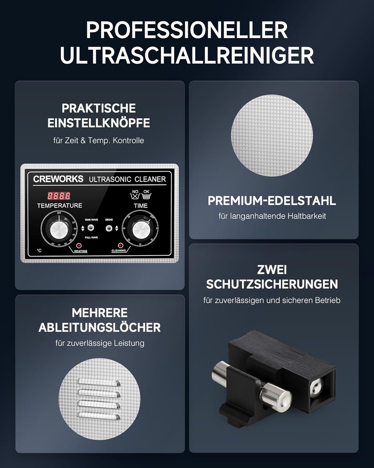 Ultrasone Reiniger – Ultrasoon Apparaat – Schoonmaakmachine – Reinigingsbad – Spoelbak – 22 Liter Tank – Roestvrijstalen Behuizing – Instelbare Timer en Verwarming Tot 80°C