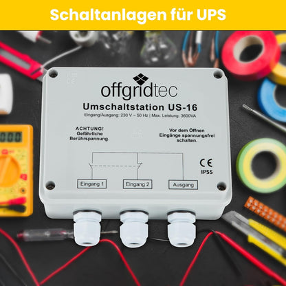 Offgridtec 010711 Omschakelstation voor netprioriteitschakeling USV werking US-16 230V 16A 3600W