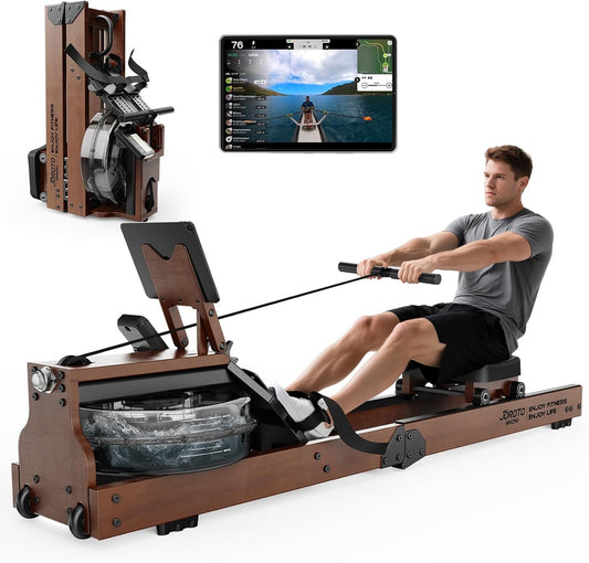 Roeitrainer – Roeimachine – Fitnessapparaat – Waterroeier – Homegym – Houten Design – Realistische Waterweerstand - QUORE