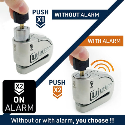 Urban UR14S Anti-diefstal Hangslot Motorfiets Remschijfslot, 120 dB alarm, 14 mm