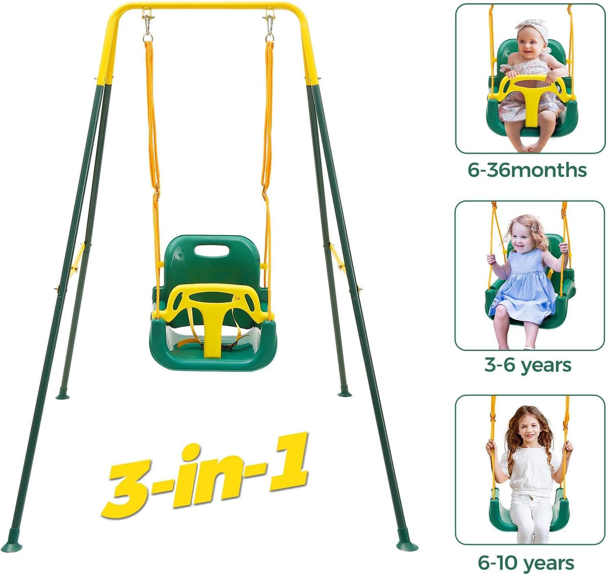 FUNLIO 3-in-1 Toddler Swing Set - green