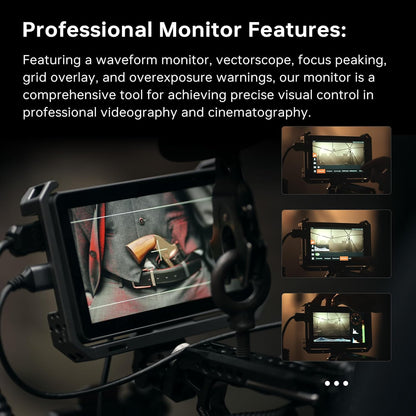 Cameramonitor – Videomonitor – Field Monitor – HDMI Monitor – Camerascherm – 6 Inch Full HD Touchscreen met Rig Cage – 2000 cd/m² Helderheid en 4K HDMI In/Uit
