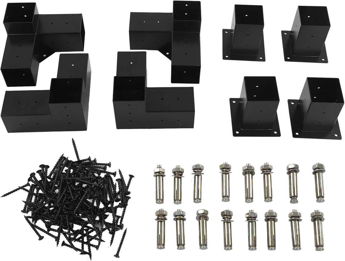 Stalen Pergolabeugel Set, 8 Stuks Roestvrij Stalen Montagebeugels voor Pergola, Stevige Constructie met Eenvoudige Montage en Flexibele Plaatsing