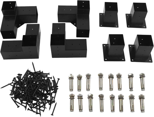 Stalen Pergolabeugel Set, 8 Stuks Roestvrij Stalen Montagebeugels voor Pergola, Stevige Constructie met Eenvoudige Montage en Flexibele Plaatsing