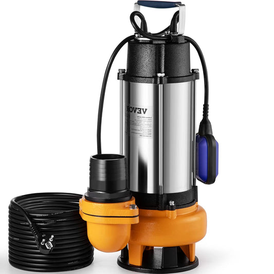 VEVOR Loaded Water Lift Pump, 2200 W, Drain Pump for Charged Water, 1000 L/Min, Vacuum Pump, Swimming Pool, Basement, Septic Tank, Submersible Pump, Submersible Pump, for Pumping Dirty Water, Waste - QUORE