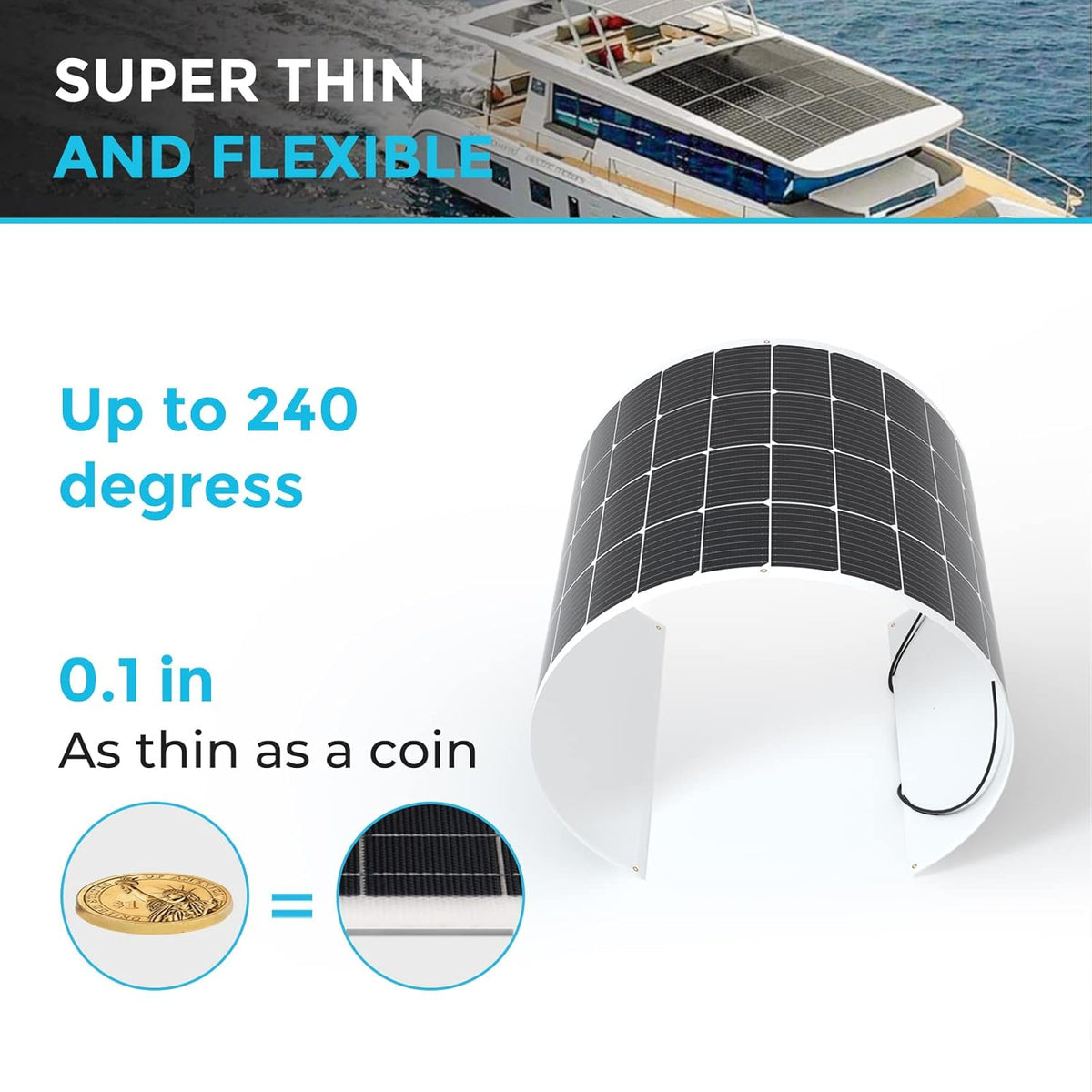 Renogy Zonnepaneel, 200 W, 12 V, flexibel monokristallijn zonnepaneel, silicium, zonnecel, fotovoltaïsch, off-grid voor 12 V-batterijen, camper, caravan, boten