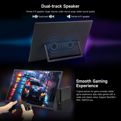 LUCKFOX 18.5" Portable Monitor with Stand - Plug and Play Ultra Thin/Light USB-C HDMI Second Monitor 1080P FHD 178° Viewing 120Hz Dual-Track HiFi Speaker for Raspberry Pi/Jetson/PC/Game Console/Phone - QUORE