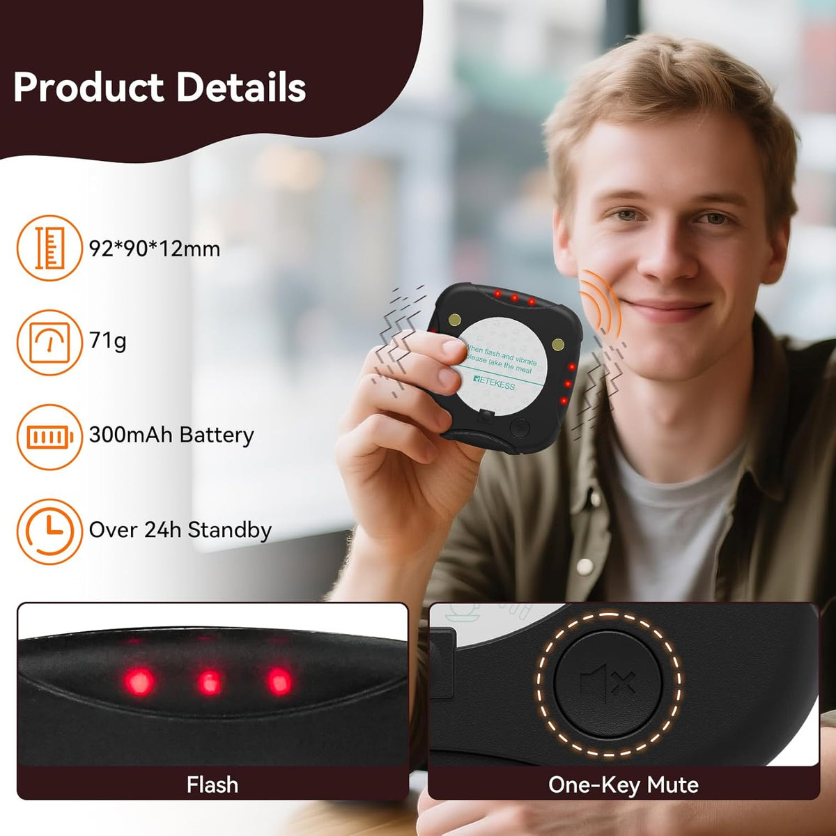 Retekess TD186 Restaurant Pager System, Buzzers For Restaurants, Range 600M, Anti-Dumping Design, One-Button Mute, 64 Prompt Modes, 20 Pagers For Food Trucks, Hotels, Churches, Bars - QUORE