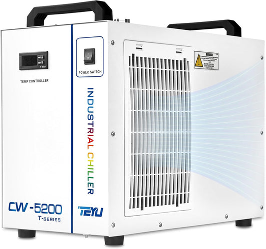 Industriële Waterkoeler – Waterchiller – Chiller – Koudwaterinstallatie – Laserwaterkoeling Voor CO2-Lasermachines 60-150W – 6 Liter Tank – 4879 BTU/u – ±0,3°C Temperatuurregeling