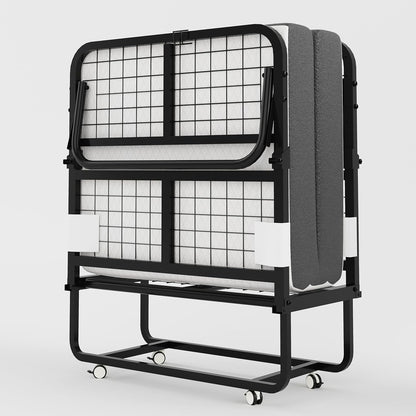 Deluxe opklapbed (incl. 13 cm dik traagschuimmatras), inklapbaar logeerbed, volwassenen 80 x 190 cm, metalen klapframe, versterkt metalen rooster, stofbestendige opbergtas, belastbaarheid 200 kg