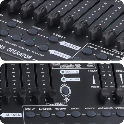 384-Kanaals DMX512-Bedieningspaneel – Lichttafel – DMX-Controller – Lichtconsole – Verlichtingscontroller – 30 Banken Met 240 Scènes – 6 Chases Met Fade-Tijd