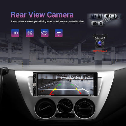 2 + 64 GB Android 1 Din autoradio Wireless Carplay Android Auto, 6,9 inch touchscreen Bluetooth Post Radio Auto met GPS WiFi EQ FM RDS radio, achteruitrijcamera