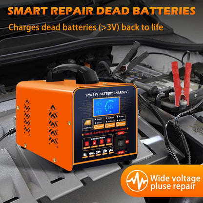 Auto-accu-lader – Accuoplader – Batterijlader – Trickle-lader – Accu-reparatie lader – 12V/24V – Automatische uitschakeling – Wintermodus
