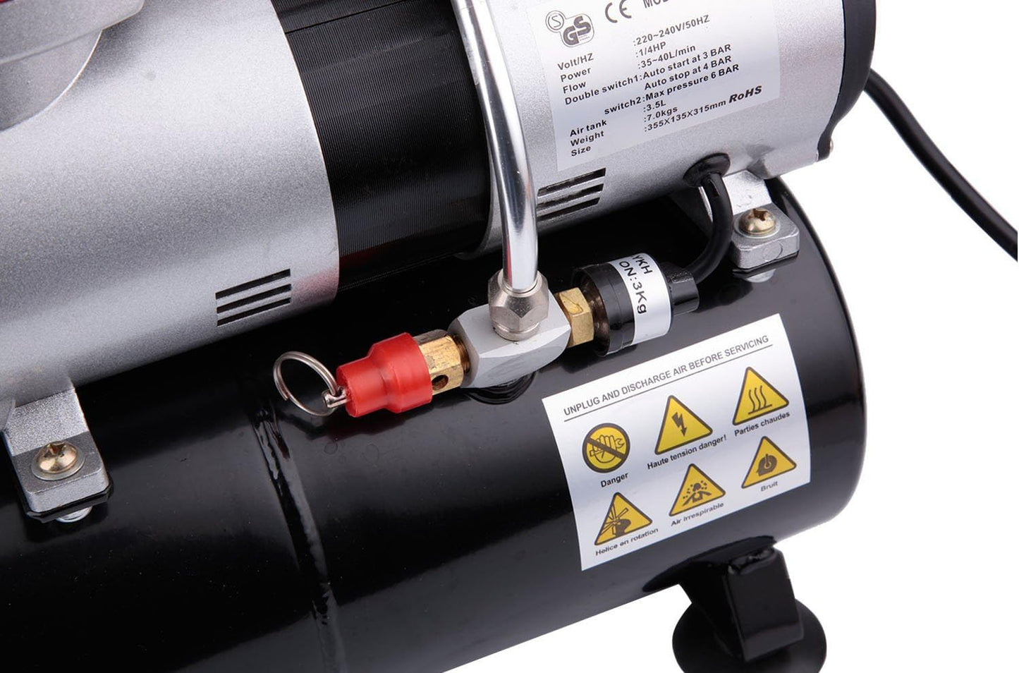 Airbrush Compressor – Airbrush Machine – Luchtpomp – Spuitpistool – Compressor – Olievrij & Stil – 3,5 Liter Luchtreservoir & Automatische Start/Stop