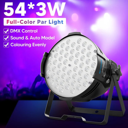 BETOPPER Strobe Podium Light 54x3W RGB LED Par Disco Licht voor Feesten, Geluid Geactiveerd / DMX, DJ Downlight voor Kerk, Feest, Bruiloft, Concert, Club Verlichting