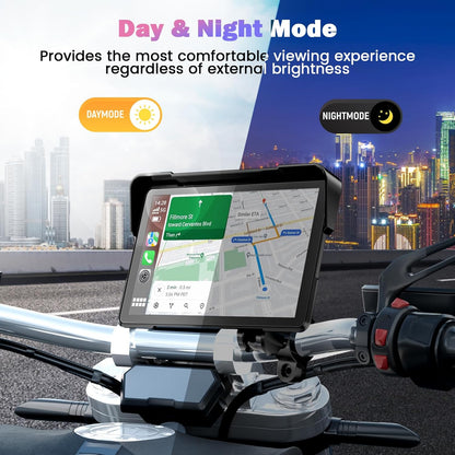 Motornavigatieapparaat voor motorfiets, met CarPlay en Android auto, 7 inch waterdicht, display van motorfietsen met bluetooth, motornavigatie, spraakassistent, magnetische houder