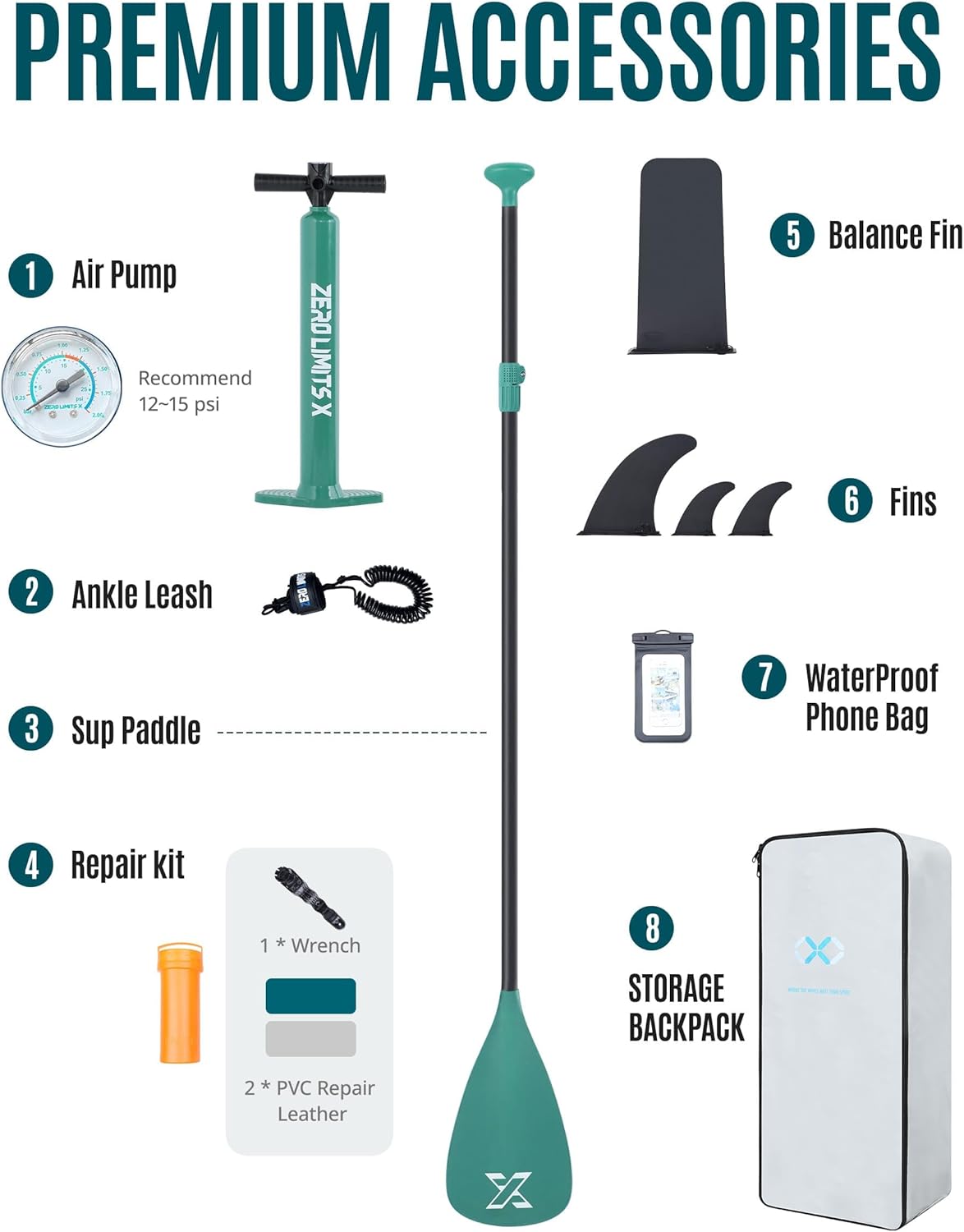 <font dir="auto" style="vertical-align: inherit;"><font dir="auto" style="vertical-align: inherit;">        ZLX Inflatable SUP 10'6" Paddleboard for Adults – Non-Slip Stable Deck, Unique Center Fin, Includes Premium Accessories, Suitable for Beginners and