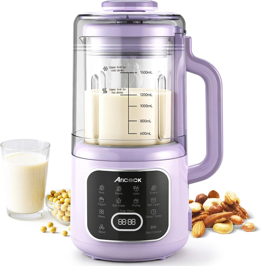 N4 Sojamelkmachine met zelfreinigende functie, ideaal voor amandelmelk, sojamelk en smoothies, 800 W krachtige motor, inclusief receptenboek, BPA-vrij