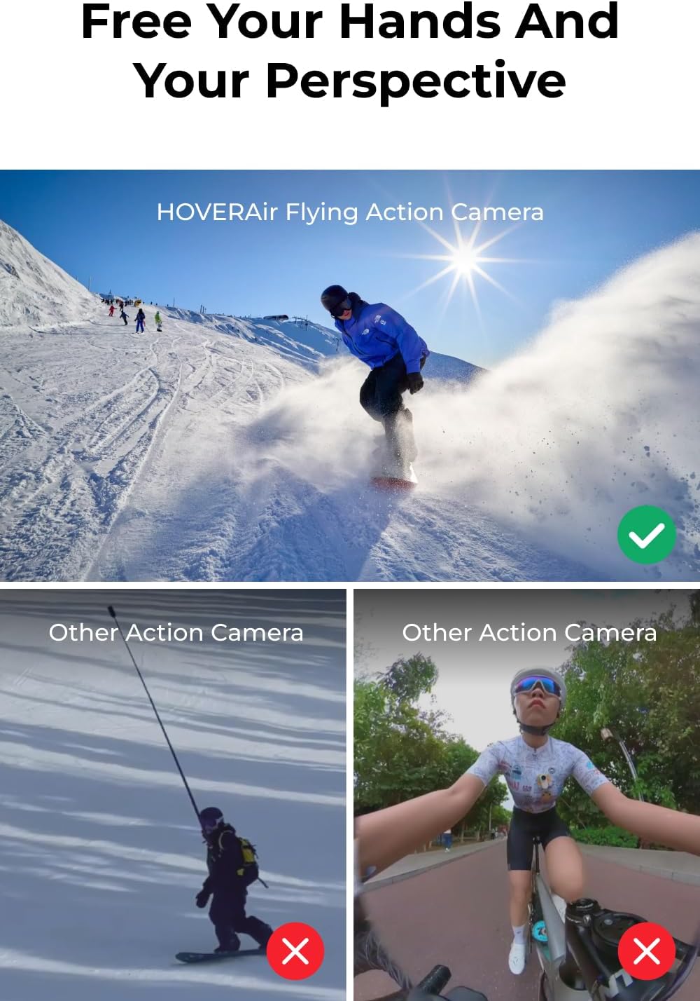 HOVERAir X1 PRO Action Cam 4K, drone met camera met meer dan 10 volledige automatische vluchtmodi, 42 km/u volgssnelheid, Vlieg overal met OmniTerrain, achterste botsingsdetectie (Basiscombo)