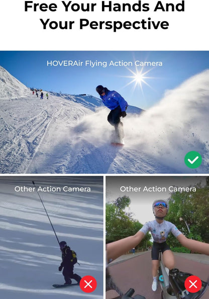 HOVERAir X1 PROMAX Action Cam 8K, drone met camera met meer dan 10 volledige automatische vluchtmodi, 42 km/u volgssnelheid, Vlieg overal met OmniTerrain, achterste botsingsdetectie (Basiscombo)