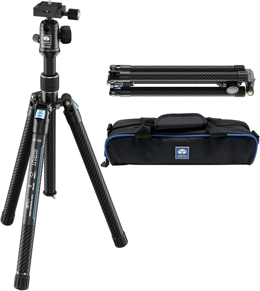 SIRUI Reisstatief van koolstofvezel met 360 ° kogelkop, 151,9 cm compact camerastatief met snelsluiting, omgekeerde inklapbare poten, omkeerbare middenkolom, max. belasting 7,7 kg - Traveler X-III