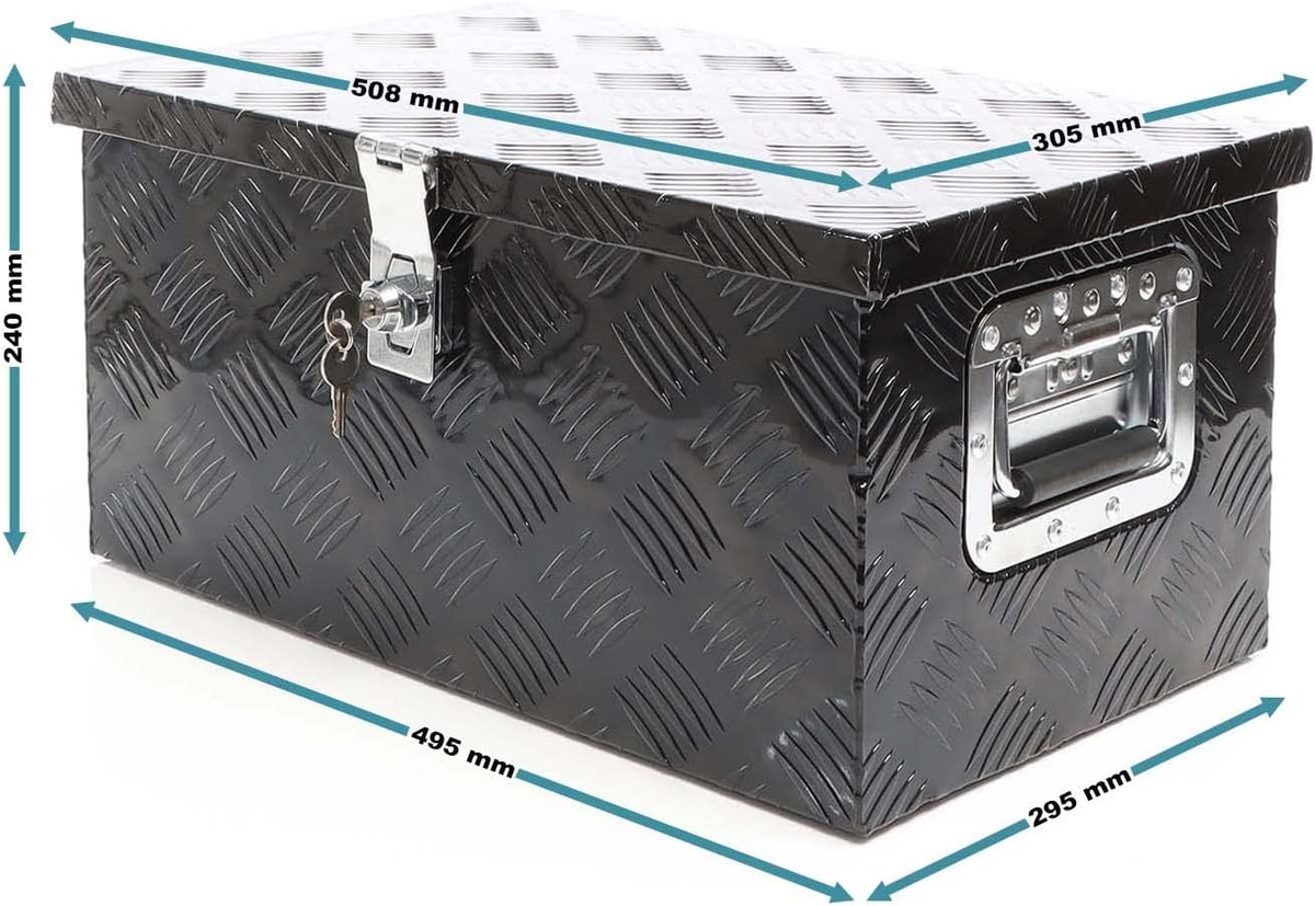 XPOtool aluminium gereedschapskist 50,8x30,5x24 cm zwart transportbox afsluitbaar toolbox