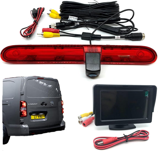 Dolphin Automotive Remlicht Vervanging Achteruitrijcamera Past Vauxhall Vivaro Van vanaf 2020 (camera met 4,3" Dash Monitor)