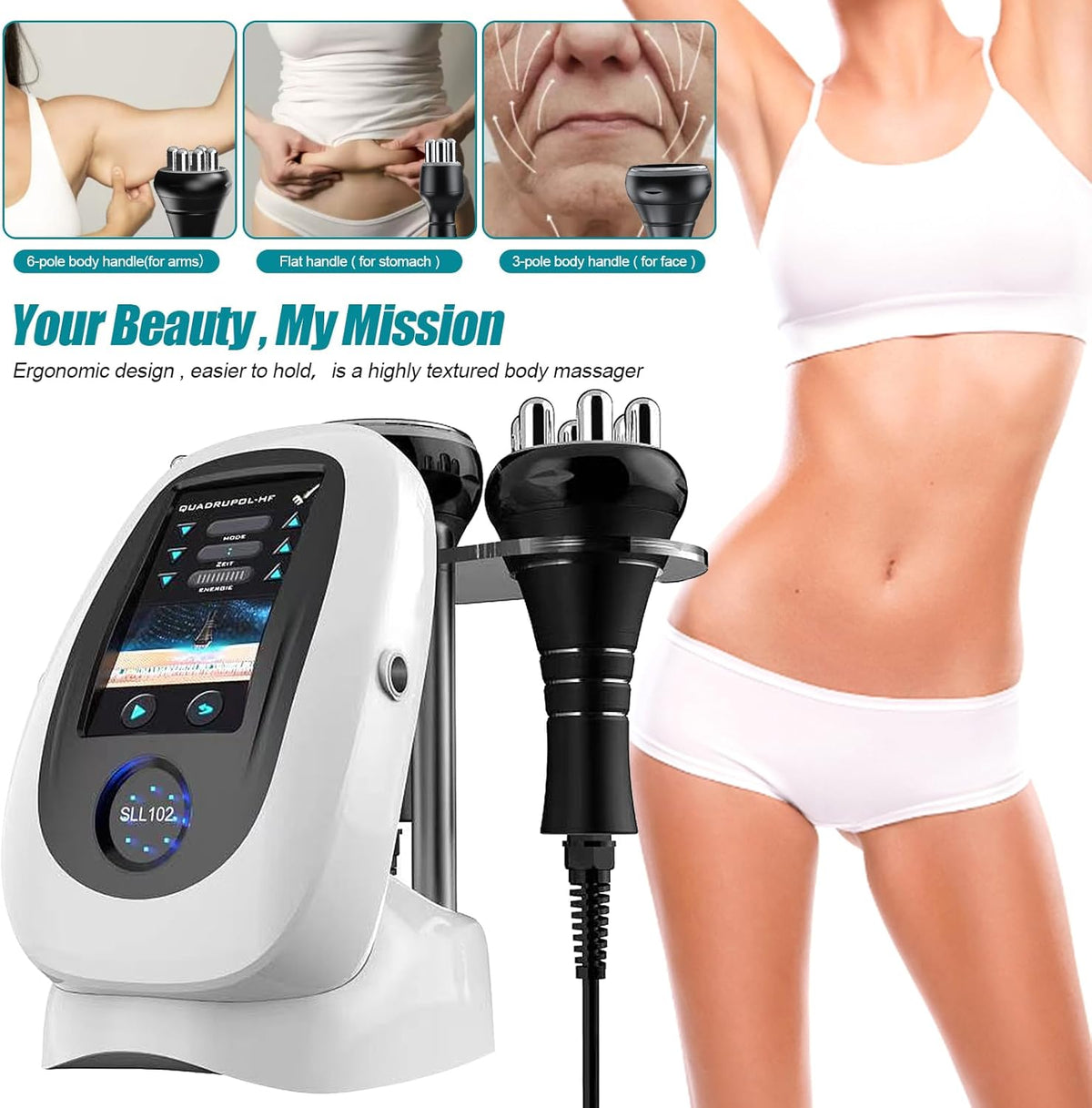 3-In-1 Ultrasoon Cavitatie En Radiofrequentie Apparaat – Cavitatie Apparaat – Radiofrequentie Apparaat – Anti-Cellulitis Apparaat – Huidverstevigingsapparaat – LED-Display – Geschikt Voor Lichaam En Gezicht