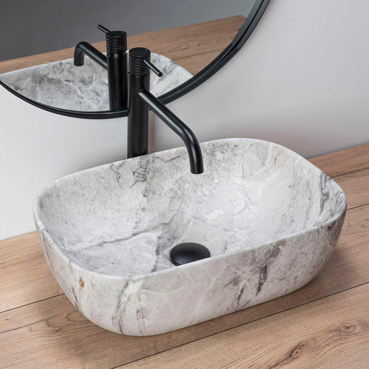 Rea U3800, Sink on countertop LIVIA STONE MATT, Stone - QUORE