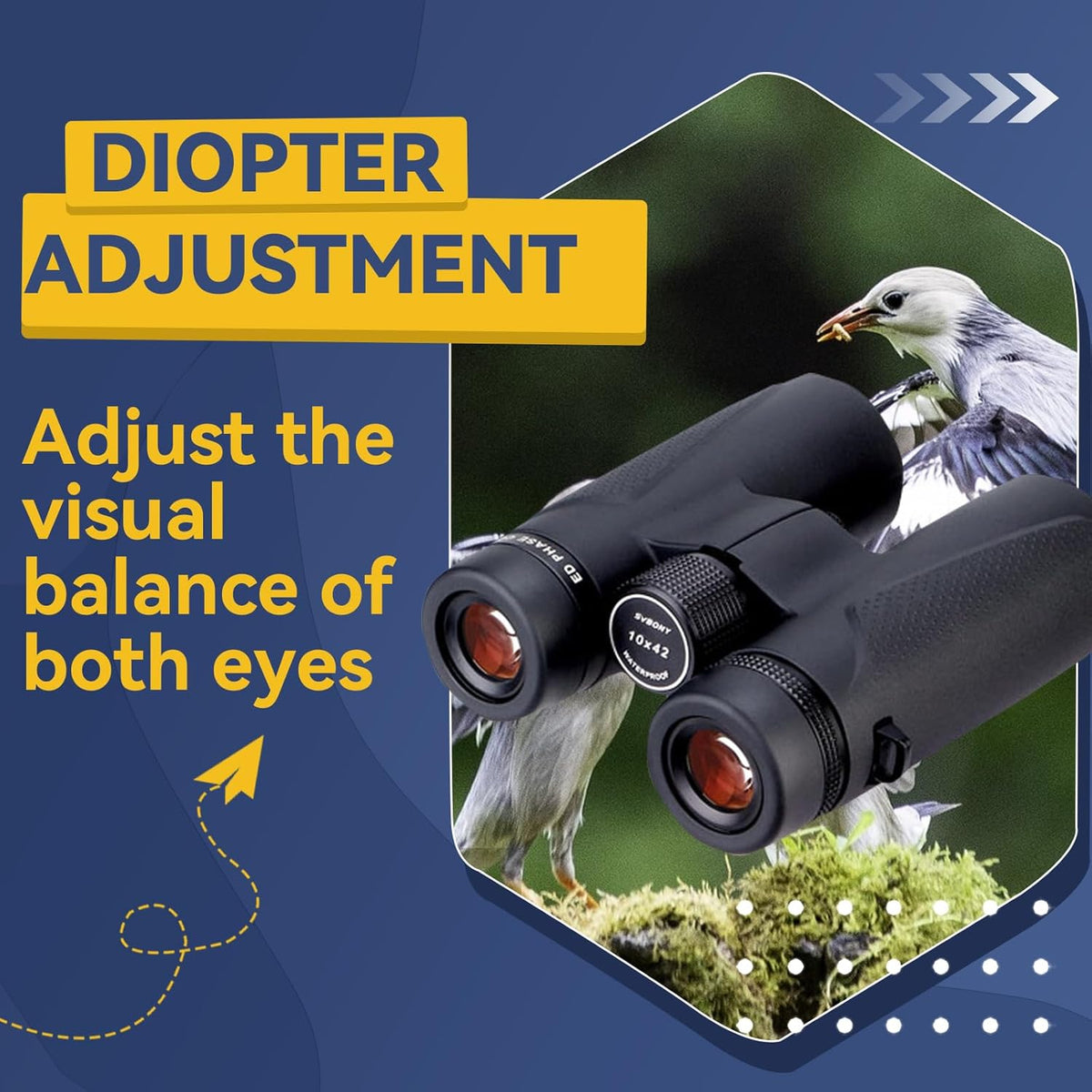 Svbony SV202 Binoculars 10x42 ED Glass BAK4 Prism FMC Lens Sports Binoculars Telescopes Magnesium Alloy Body Water Resistant with Carrying Case Neck Strap - QUORE