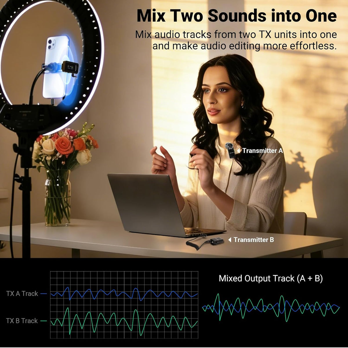 NEEWER CM28 Pro Draadloze lavaliermicrofoon met oplaadhoes, 48 kHz, ongecomprimeerde audio, 16 bits, ruisonderdrukking, opslag van 4 GB, opname 9 uur, compatibel met iPhone, iPad, Android, camera, pc