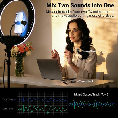 NEEWER CM28 Pro Draadloze lavaliermicrofoon met oplaadhoes, 48 kHz, ongecomprimeerde audio, 16 bits, ruisonderdrukking, opslag van 4 GB, opname 9 uur, compatibel met iPhone, iPad, Android, camera, pc