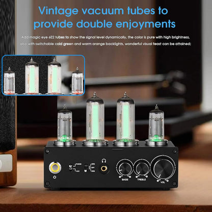 Phono-Voorversterker Met Buizen – Platenspeler Voorversterker – RIAA Voorversterker – MM/MC Voorversterker – Hifi Voorversterker – 3,5 Mm Koptelefoonaansluiting – Treble En Bassregeling