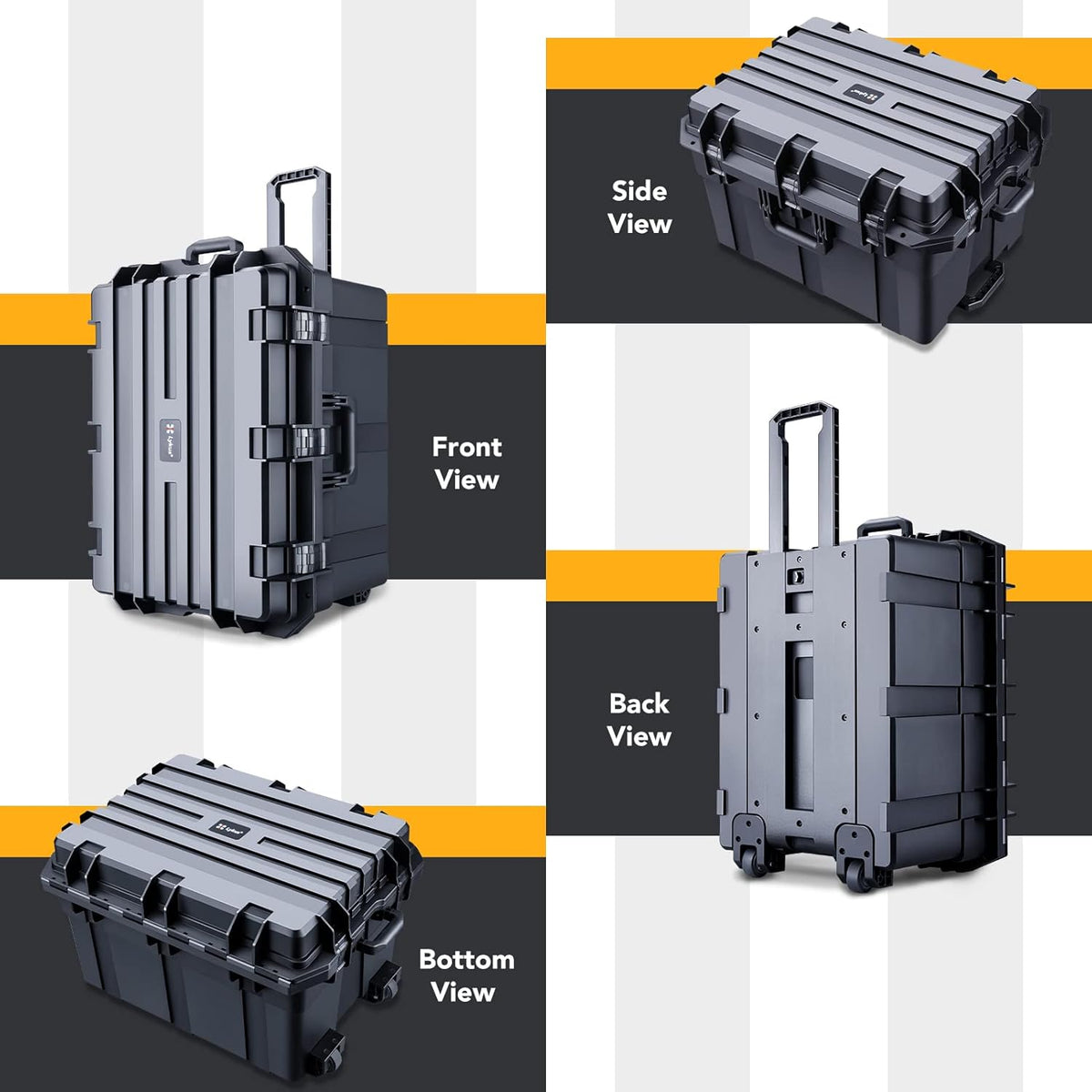 Lykus Grote hardcase box met schuiminzetstuk, verschillende maten, IP66 spatwaterdicht, geschikt voor camera, projector, elektronische apparatuur en meer