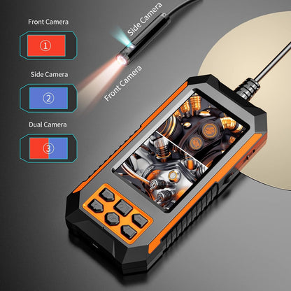 Endoscoopcamera met dubbele lens, inspectiecamera, 1080p HD, buiscamera, IP67 waterdicht, industriële endoscoop met licht, 4,5 inch IPS-scherm, halfstijve kabel, 32 GB kaart (5 m)