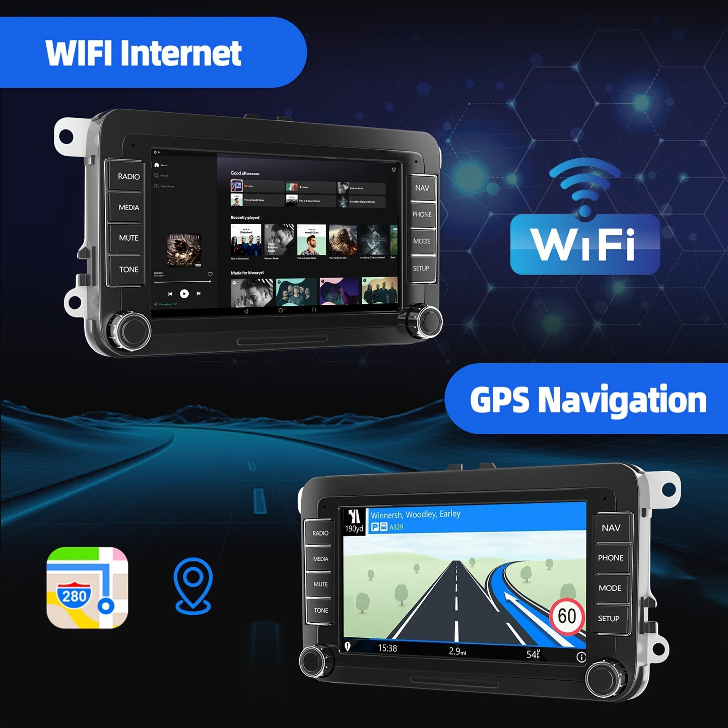 Android Autoradio – Autostereo – Multimedia Speler – Navigatie Systeem – Touchscreen Radio – 7 Inch HD Scherm – Android 14.0 – Inclusief AHD Camera & DAB Box