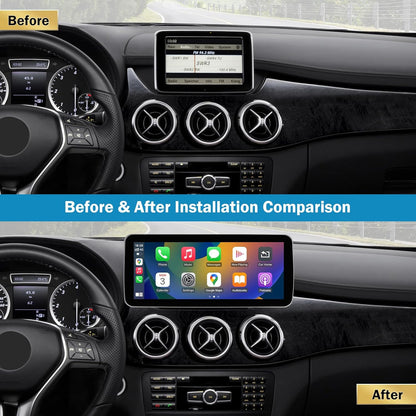 Ninetom 10.25 inch car radio touch screen for 2013-2015 Mercedes Benz A/B class GLA CLA W176 W246 C117 X117 X156 with NTG 4.5/4.7 system, supports Apple Carplay/Android Auto/Mirrorlink - QUORE
