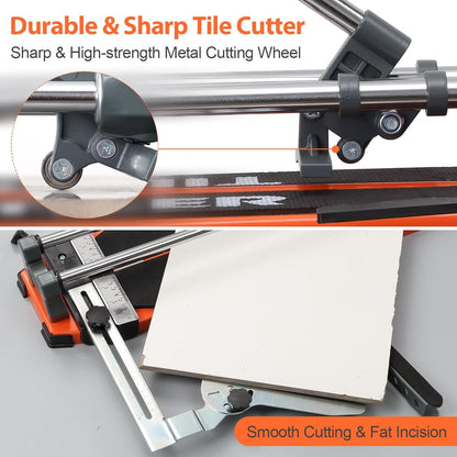 TILER 630 mm Tegelsnijder Handmatig, 25 inch Professionele Machine met Wolfraamcarbide Snijwiel,Basis en Antislip Steunen, Precieze Tegelsnijder voor Keramiek & Porselein, DIY & Vakmensen
