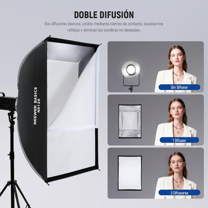 Rechthoekige Softbox – Stripsoftbox – Softbox – Strip Soft Box – Studio Softbox – 60 x 89 Cm – Quick-Release Met 2 Diffusers En Honingraatrooster
