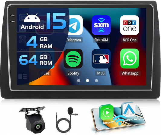 4+64G autoradio voor Fiat Stilo 2002-2010, Android 15 met 9-inch In-Cell scherm, ondersteunt draadloze CarPlay en Android Auto, Mirror Link, FM/RDS-radio, GPS, wifi, Bluetooth en SWC.
