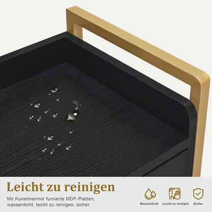 Werkwagen – Kapperswagen – Servicetrolley – Salontrolley – Werktafel – 3 Lades & 2 Planken – 360° Zwenkwieltjes Met Rem