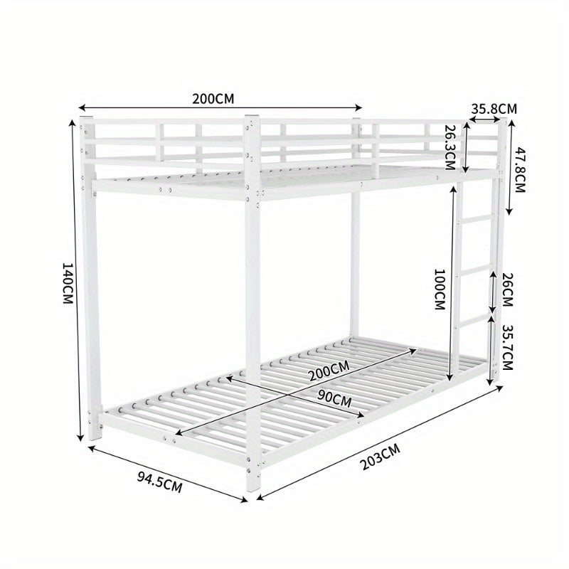 Metalen Stapelbed – Stapelbed – Bunk Bed – Metalen Bedden – 90x200 Cm – Stevig Metaal – Klassiek Wit